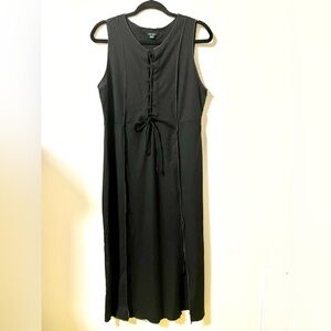 Wild Fable Lace-Up Front Ribbed Sleeveless Midi Dress‎ - XL